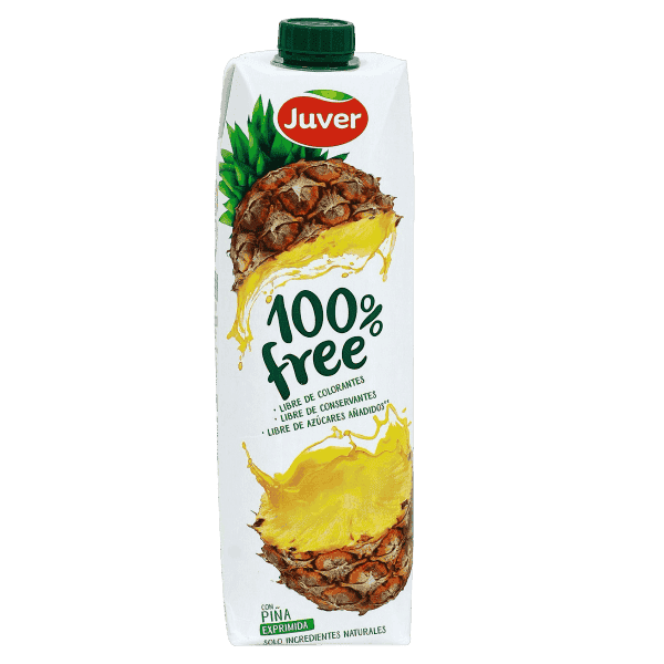 Juver - წვენი 100% ფრი, ანანასის,უშაქრო, უგლუტენო 1.ლ