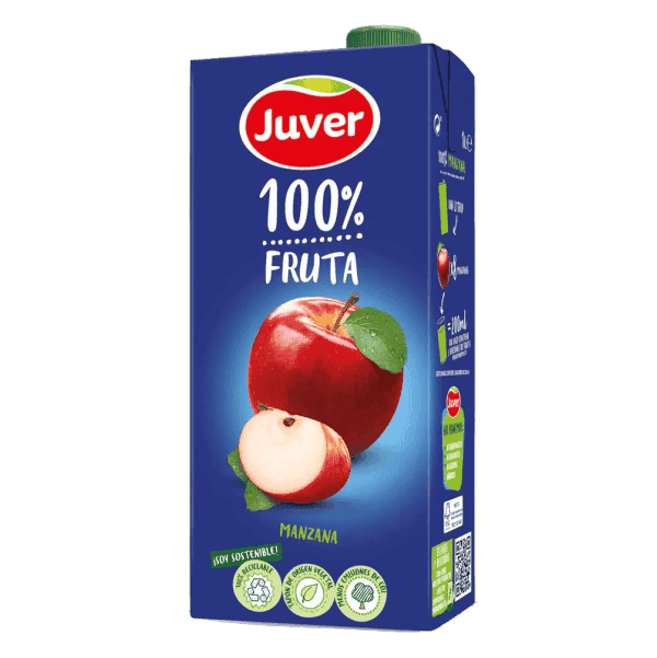 Juver - წვენი 100% ფრუტა ვაშლის, უშაქრო, უგლუტენო, 1 ლ.