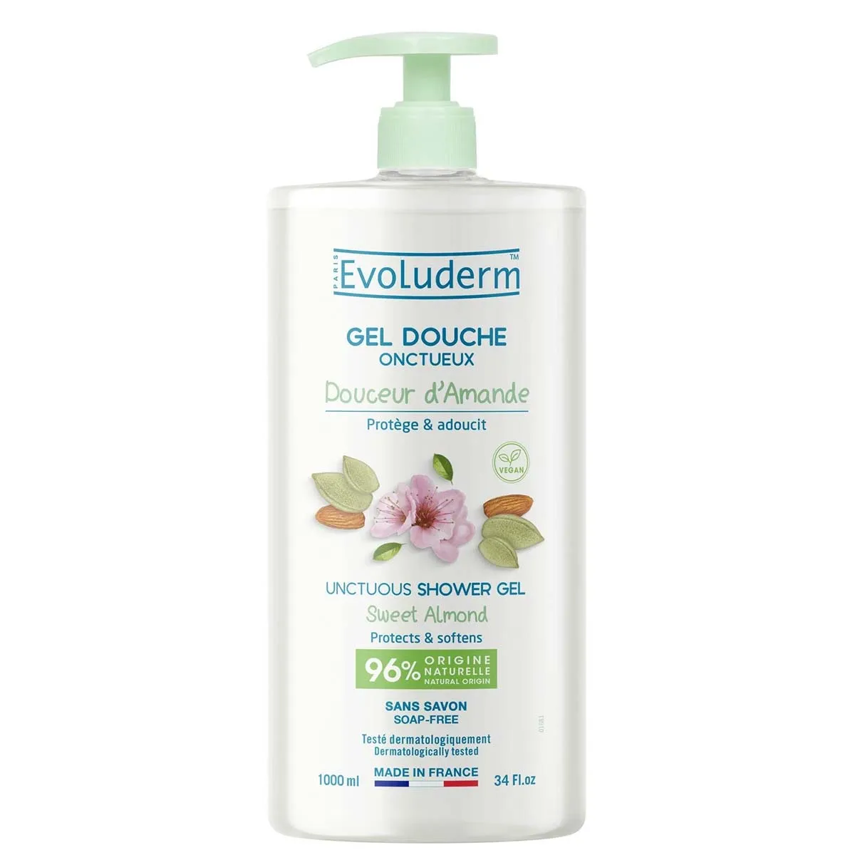 EVOLUDERM შხაპ-გელი ნუშის სიტკბო 1000 მლ (ევოლუდერმი)