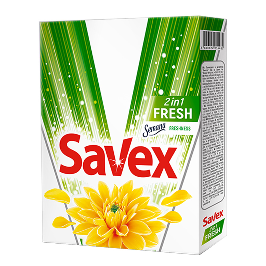 SAVEX 2IN1 FRESH უნივერსალური სარეცხი ფხვნილი ავტომატური რეცხვისთვის 400 გრ (სავექსი)