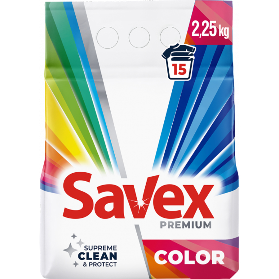 SAVEX PREMIUM სარეცხი ფხვნილი ფერადი ქსოვილისთვის 2.25 კგ (სავექსი)