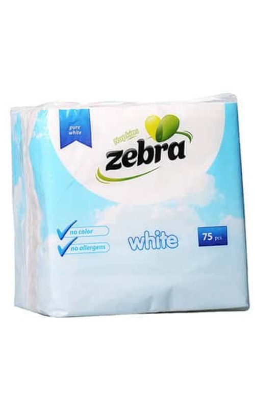 ხელსახოცი / ZEBRA / White / 33*33 75 pcs / (ზებრა ხელსახოცი თეთრი)