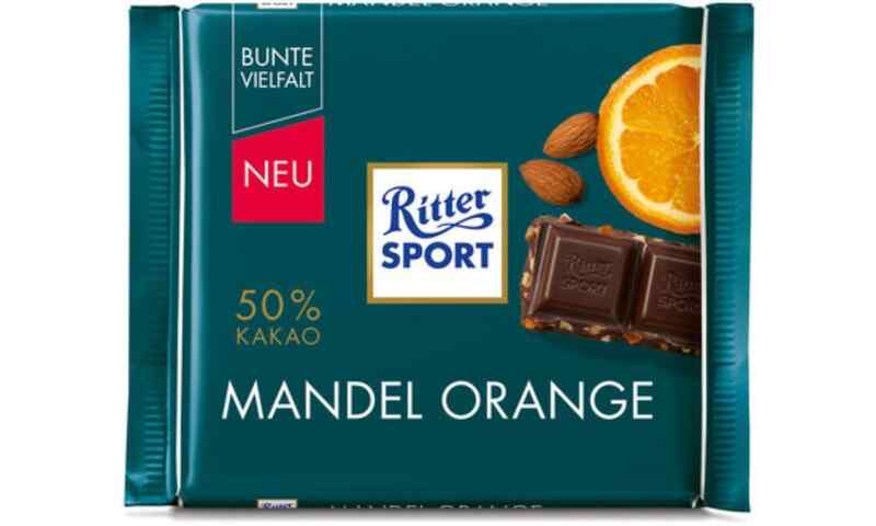 Ritter sport- შავი შოკოლადი ნუშით და ფორთოხლით 100გრ
