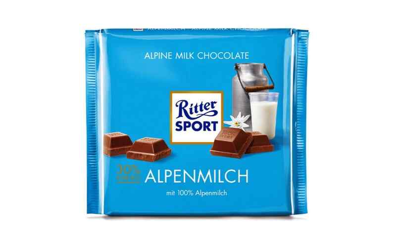 RITTER SPORT შოკოლადის ფილა ალპური რძით 250გრ/4000417603005
