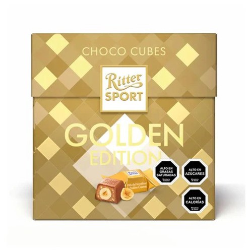 შოკოლადი/რიტერ სპორტი/ჩოკო კუბები/Golden Edition/რძიანი,პრალინეს კრემით და თხილით/ 8*148 გ
