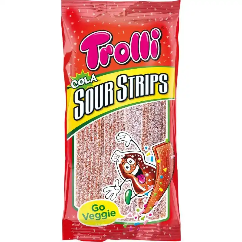 Trolli-ჟელიბონი მჟავე სტრიპსები კოლა 85გრ