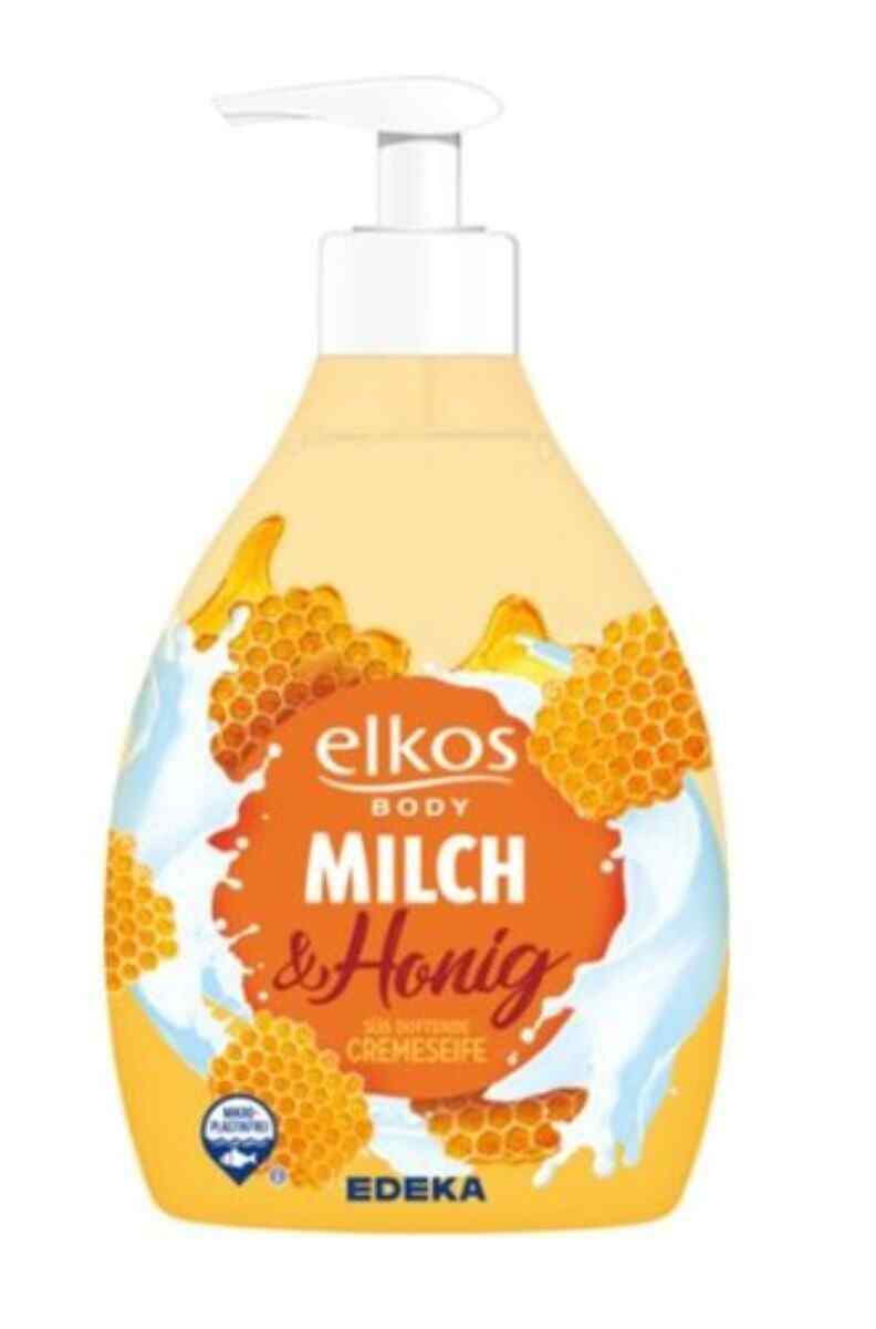 Elkos თხევადი საპონი თაფლის და რძის სურნელით