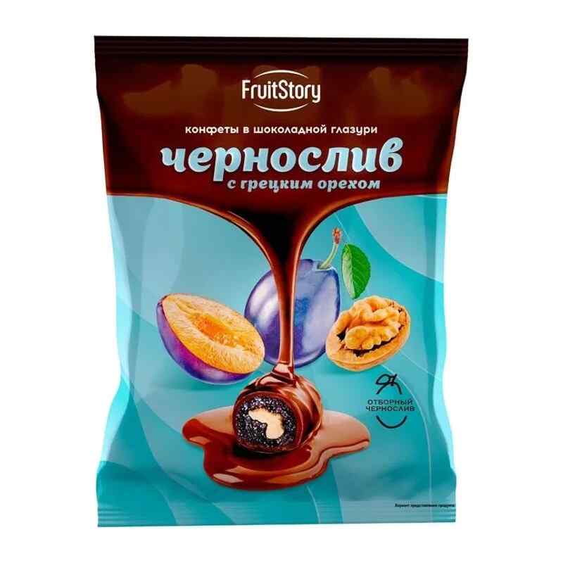 შოკოლადის კანფეტი შავი ქლიავი ნიგვზით 500გრ