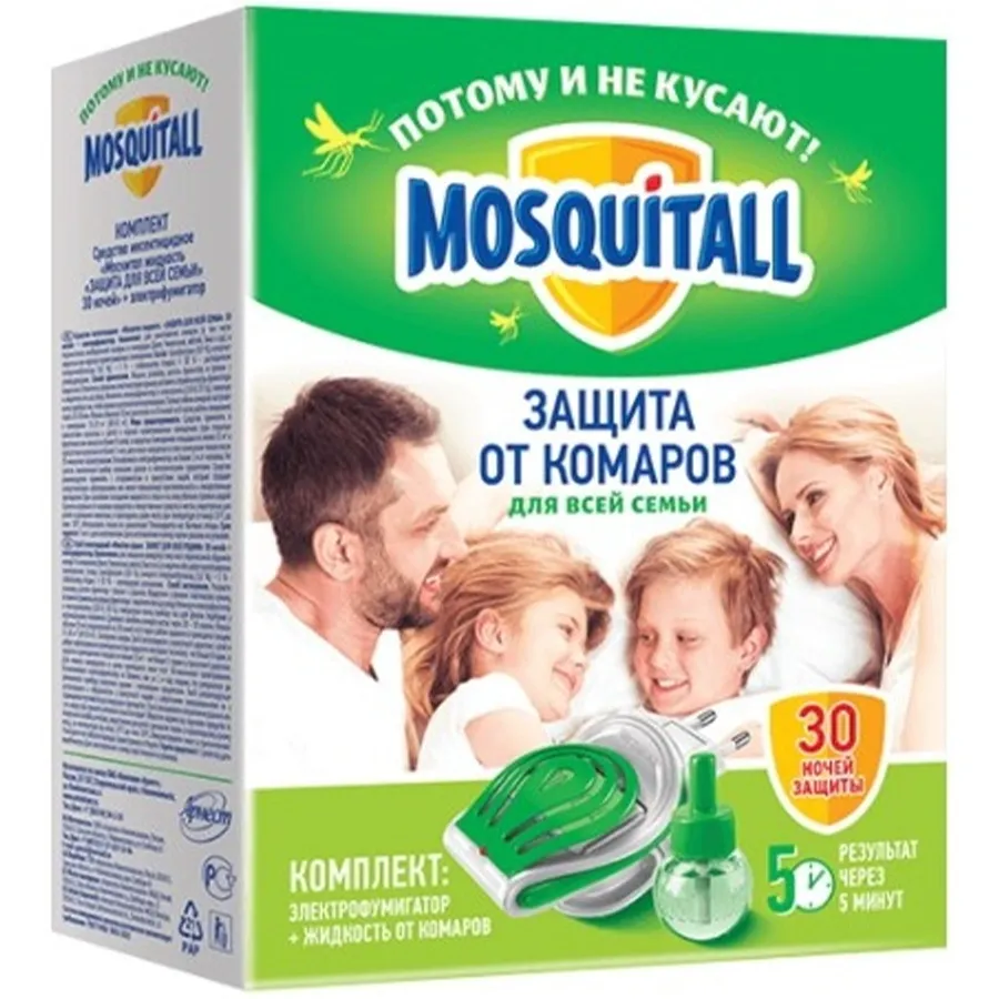 MOSQUITALL კოღოებისგან დამცავი ელექტრო აპარატი + სათადარიგო სითხე 30 მლ (მოსკიტალი)