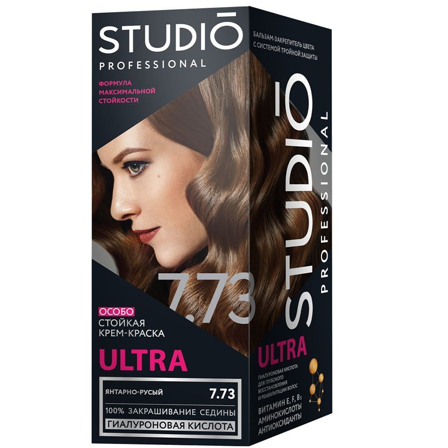 STUDIO Ultra თმის საღებავი 7.73 ქარვისფერი ქერა (სტუდიო)