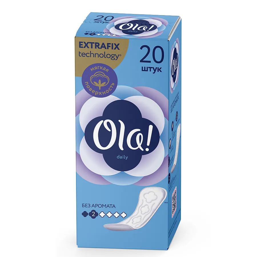 OLA! 2 წევთიანი ყოველდღიური ჰიგიენური საფენი 20 ც (ოლა)