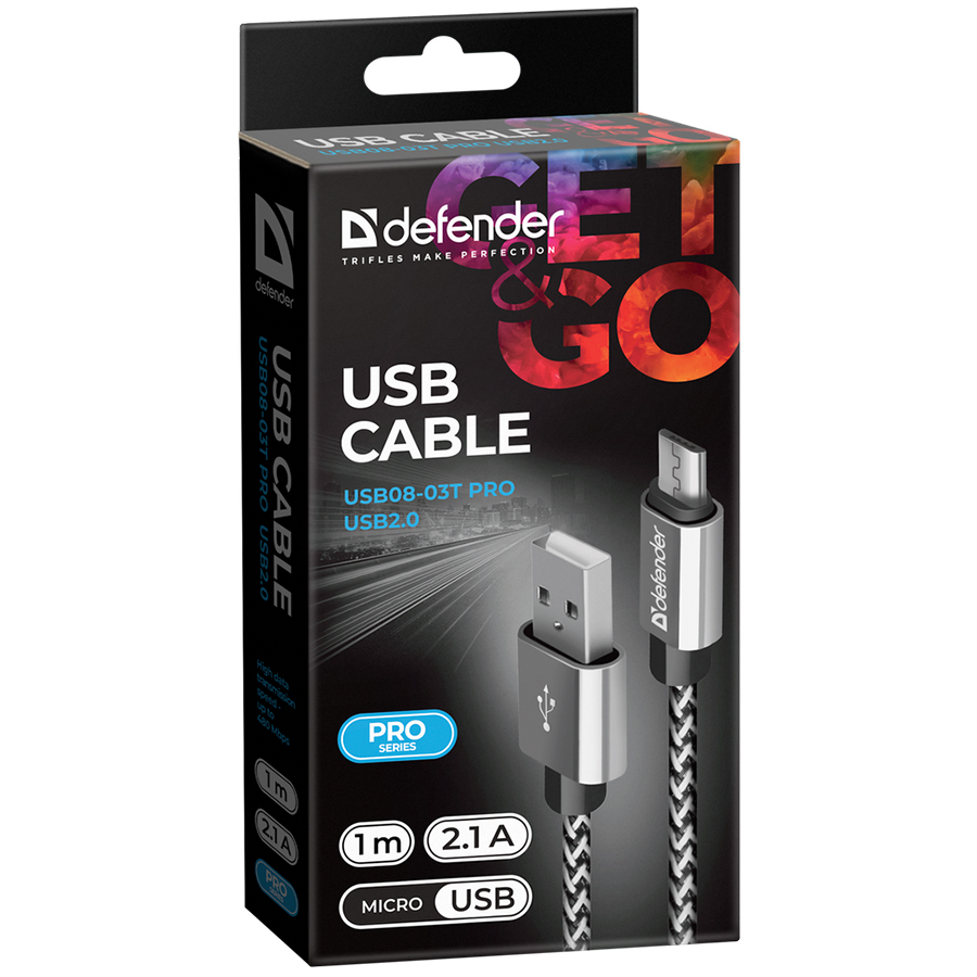 DEFENDER USB08-03T PRO USB2.0 USB კაბელი (დეფენდერი)