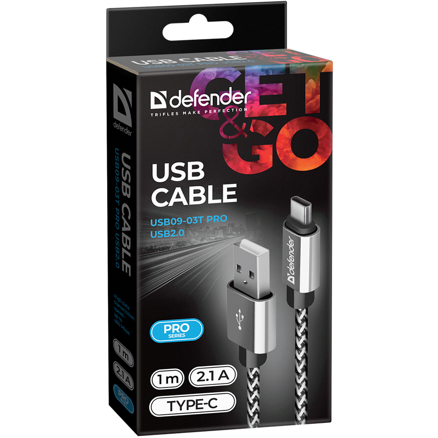 DEFENDER ACH01-03T PRO USB2.0 USB კაბელი (დეფენდერი)