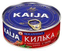 4751007736091 შებოლილი კილკა ტომატში ცხარე/კაიჯა/240გრ