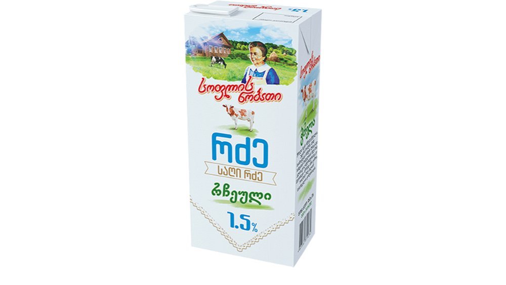 რძე სოფლის ნობათი ულტრაპასტერიზებული რჩეული 1.5% 1 ლ / 4760081604271