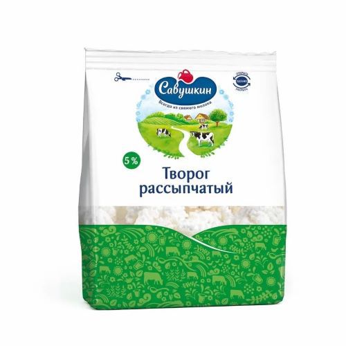 4810268028847 ხაჭო ფხვიერი 5%/სავუშკინ პროდუქტ/350გრ