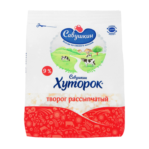 SAVUSHKIN ხაჭო ფხვიერი 9% 350გრ/4810268028908