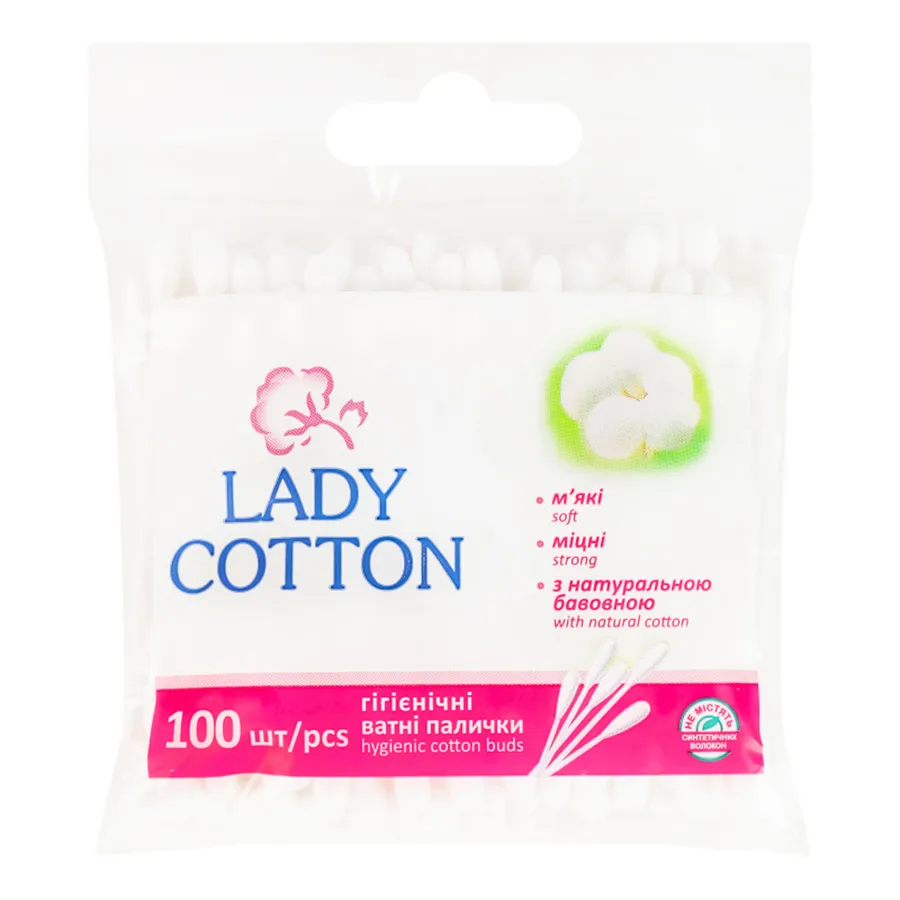 LADY COTTON ბამბის ჰიგიენური ჩხირი 100 ცალი (ლედი კოტონი)