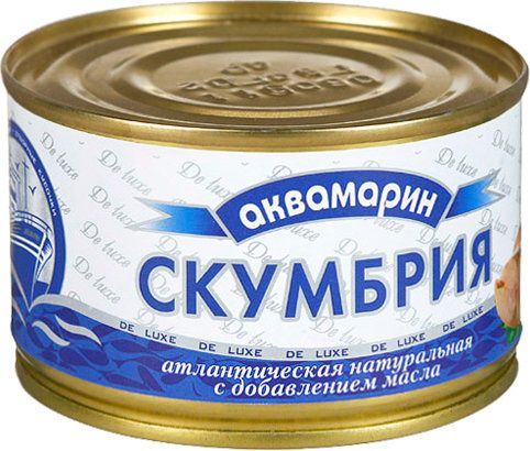თევზის კონსერვი/აკვამარინი სკუმბრია ტომატში/ 425 გრ