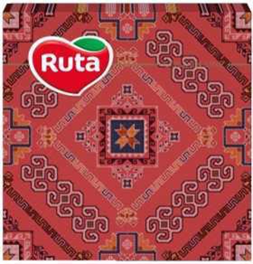 ხელსახოცი / RUTA / ქართული ტრადიციული / წითელი ორნამენტი / 2 ფენიანი ნახატით / 33x33 20 ფურც.