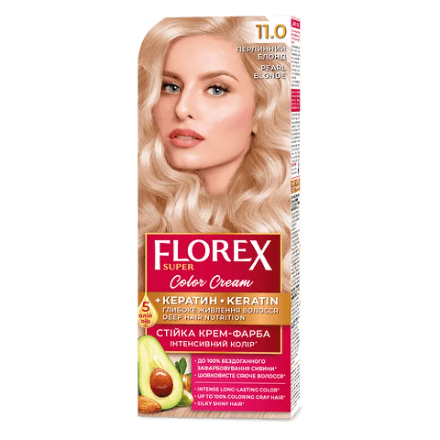 FLOREX თმის საღებავი კერატინი ულტრა ქერა მელირებისთვის 11.0 (ფლორექს)