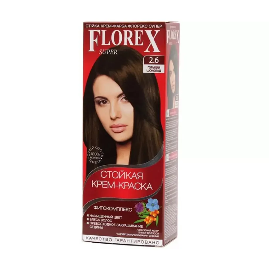 FLOREX თმის საღებავი კერატინი მწარე შოკოლადი 2.6 (ფლორექს)