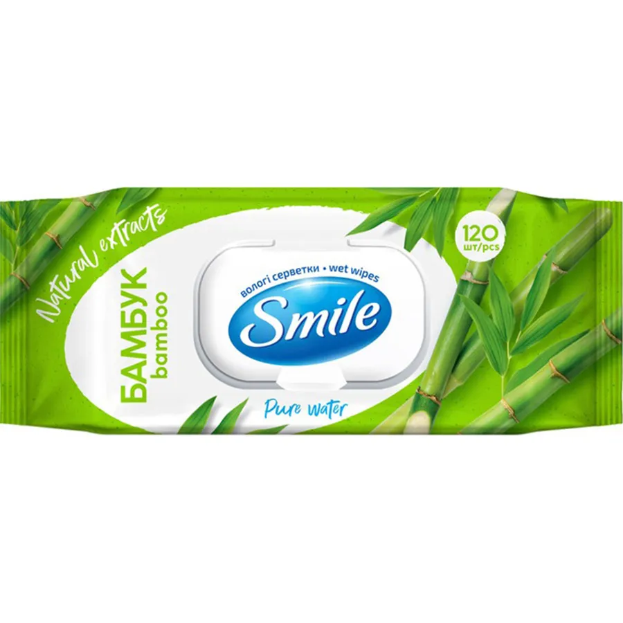 SMILE სველი ხელსახოცი ბამბუკის ექსტრაქტით 120 ც (სმაილი)