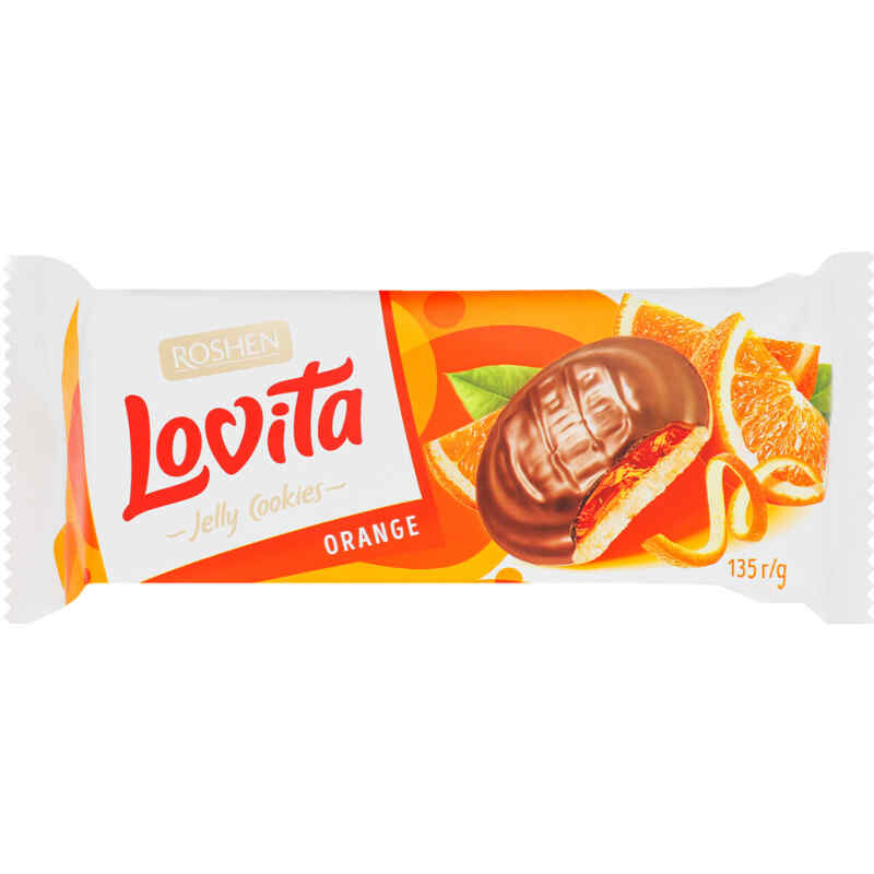 Lovita Jelly Cookies ჟელეს შიგთავსით ფორთოხლის არომატით 135გ /21ც