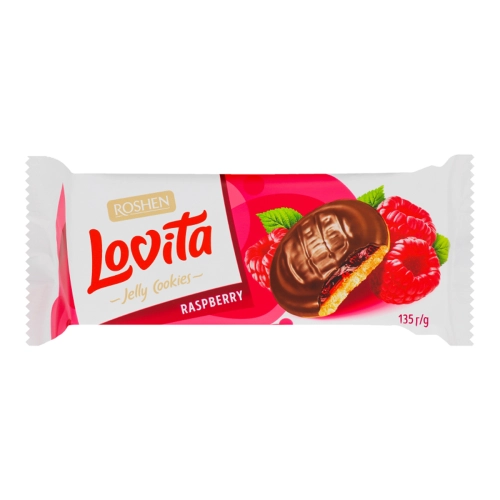 Lovita Jelly Cookies- ერბოზელილი ნამცხვარი ჟელეს შიგთავსით ჟოლოს გემოთი 135 გ