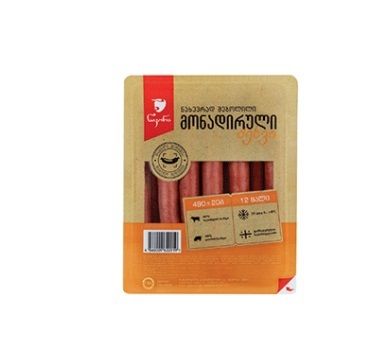 4860009622919 მონადირული 490გ ნახევრად შებოლილი ძეხვი ნიკორა