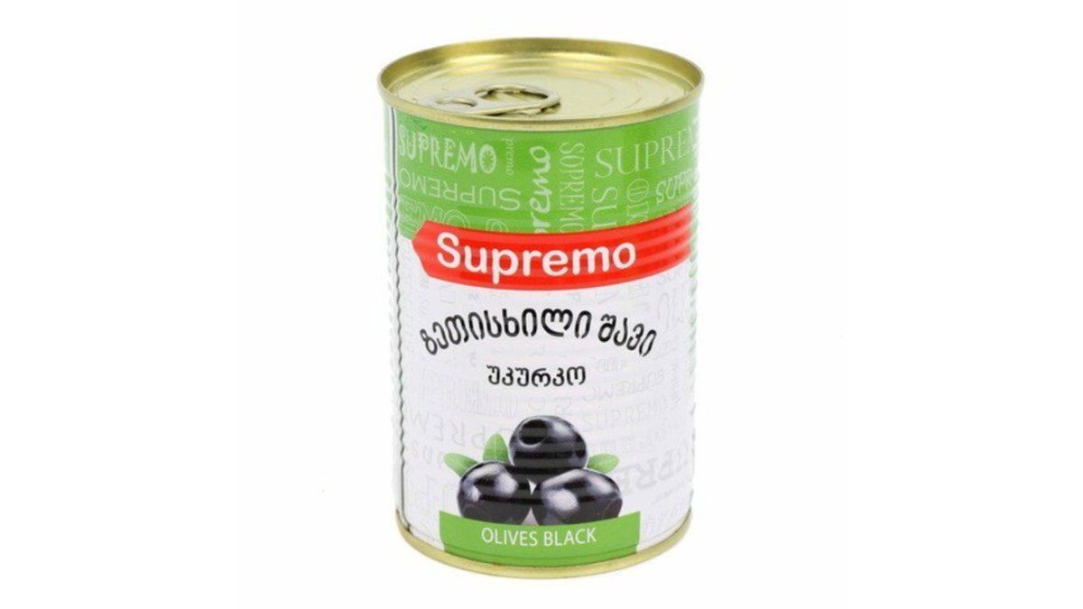 SUPREMO- ზეთისხილი შავი უკურკო 425გრ. / სუპრემო