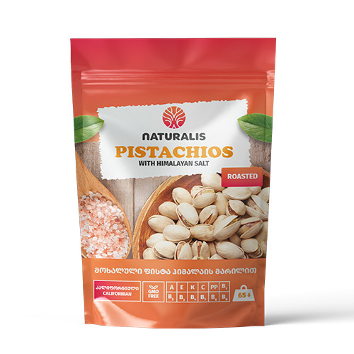 NATURALIS ფისტა მოხალული მარილით-65გ/4860117380756