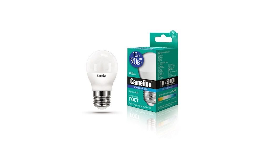 CAMELION ეკონომიური ნათურა ლედ განათებით 10 ვატი LED10-G45-865-E27