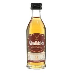 ერთალაოიანი შოტლანდიური ვისკი Glenfiddich. 15 წლიანი - 0.05L