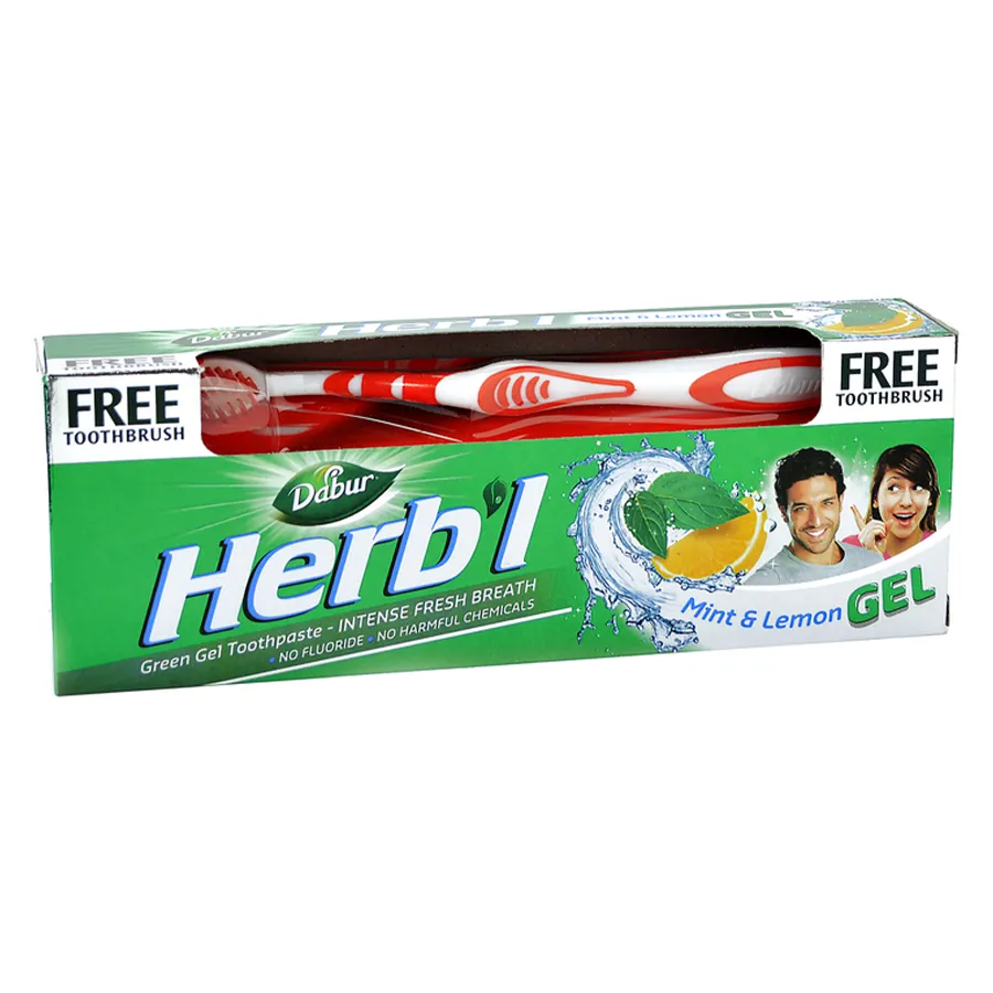 DABUR HERBL კბილის პასტა და ჯაგრისი მენთოლი და ლიმონი (დაბურ ჰერბალი)