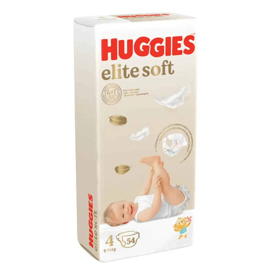 HUGGIES Elite soft მეგა ბავშვის საფენი 4 ზომა 54 ც (ჰაგისი)