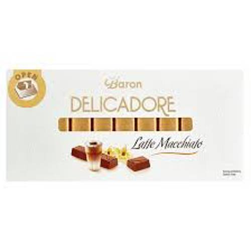 შოკოლადი /DELICADORE/რძიანი, ლატე მაკიატოს შიგთავსით 12*200გ.