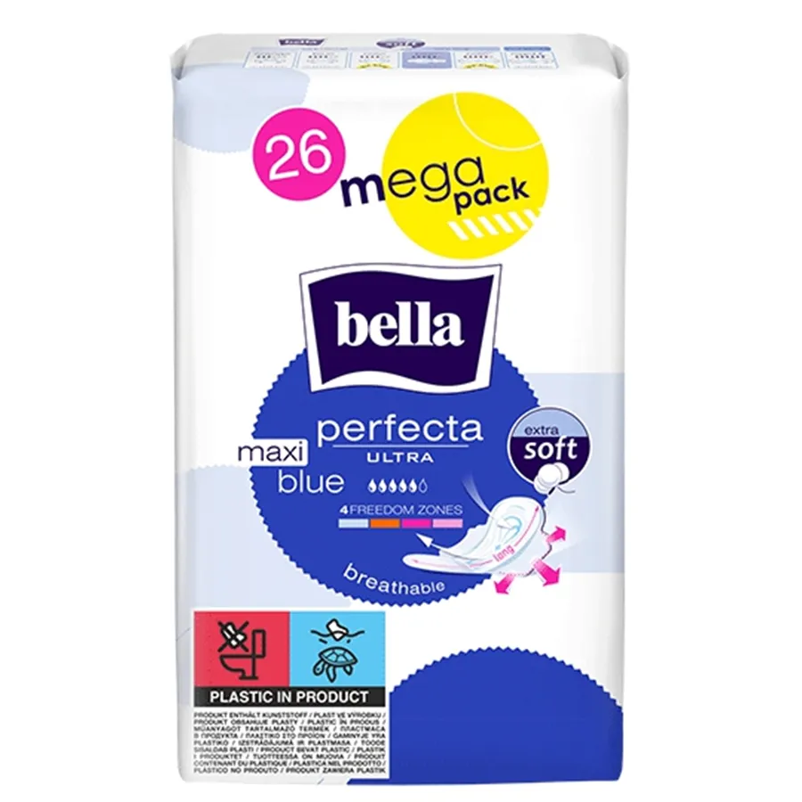 BELLA 5 წვეთიანი ჰიგიენური საფენი უქსოვადი მასალის ზედაპირით 26 ც (ბელა)