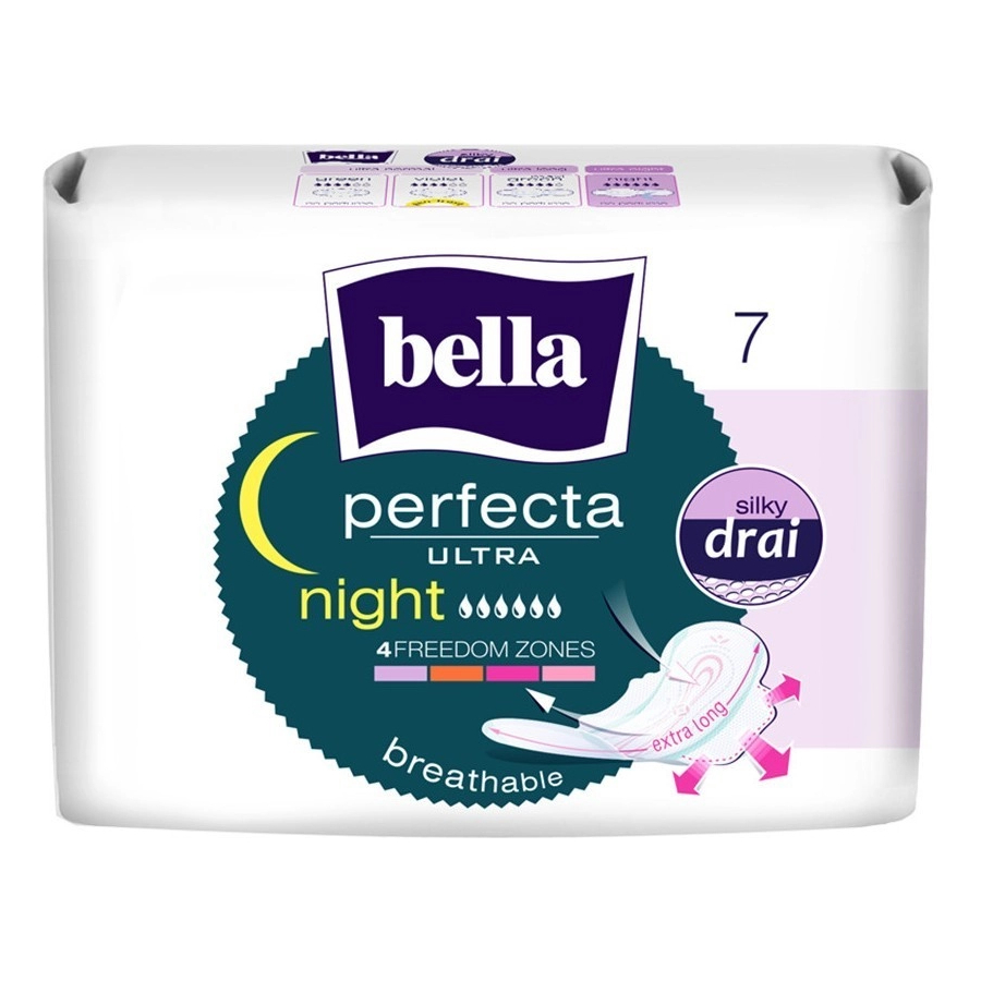 BELLA Perfecta ultra Night extra soft 6 წვეთიანი ჰიგიენური საფენი 7 ც (ბელა)