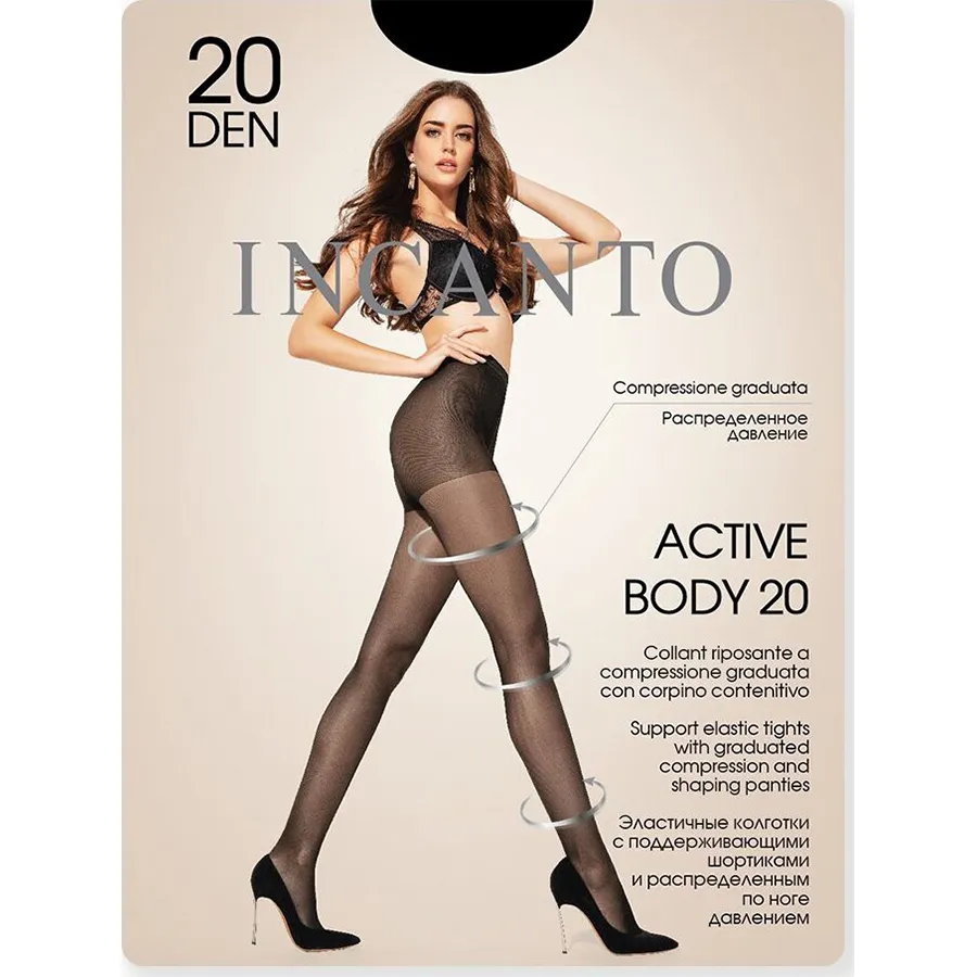 INCANTO კოლგოტი Active Body 20 დენი / ნერო / 4 ზომა (ინკანტო)
