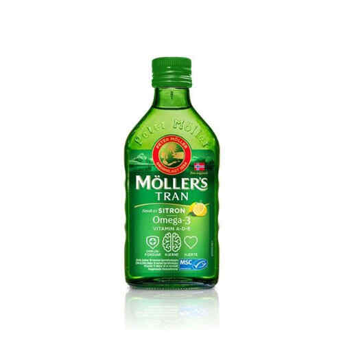 თევზის ქონი - MOLLERS COD LIVER OIL OMEGA-3, AROMA DE LAMAIE, 250 ML