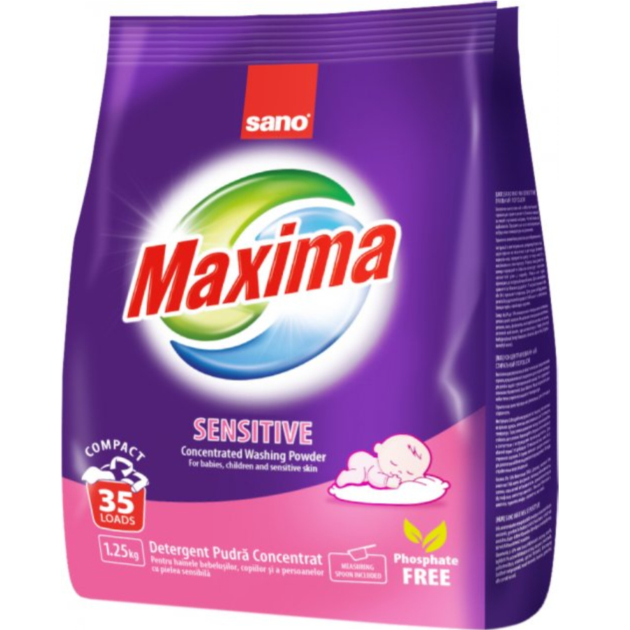 SANO Maxima Sensitive ბავშვის სარეცხი ფხვნილი 1.25 კგ (სანო)