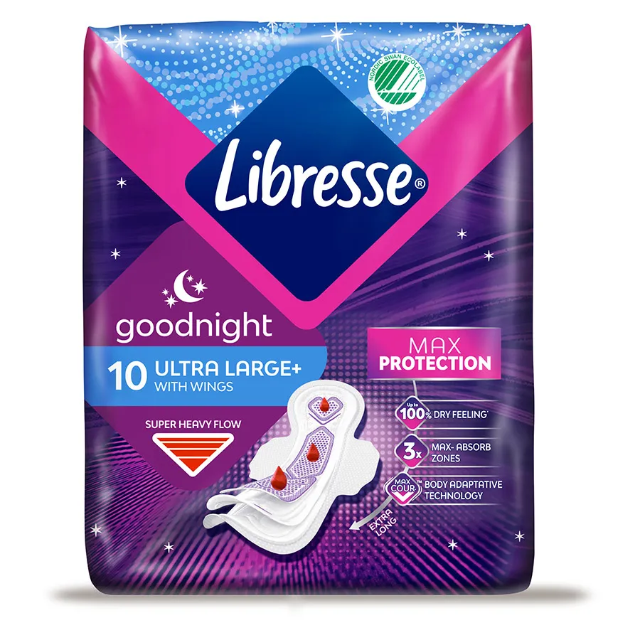 LIBRESSE - ჰიგიენური საფენი, Ultra Goodnight Soft, 6წვ., 10ც