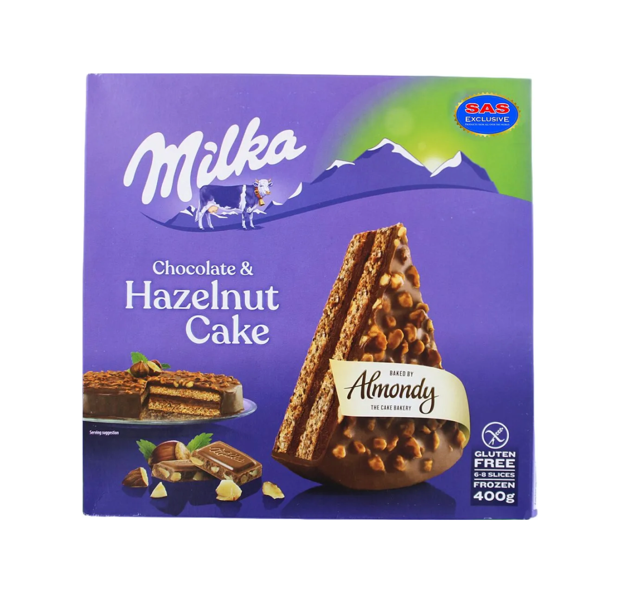 MILKA ნამცხვარი ალმონდი შოკოლადითა და თხილით უგლუტენო-400გრ/7312930006148