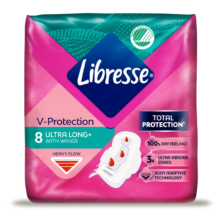 LIBRESSE ჰიგიენური საფენი უხილავი გრძლ ფრთ-8ც/7322540388480