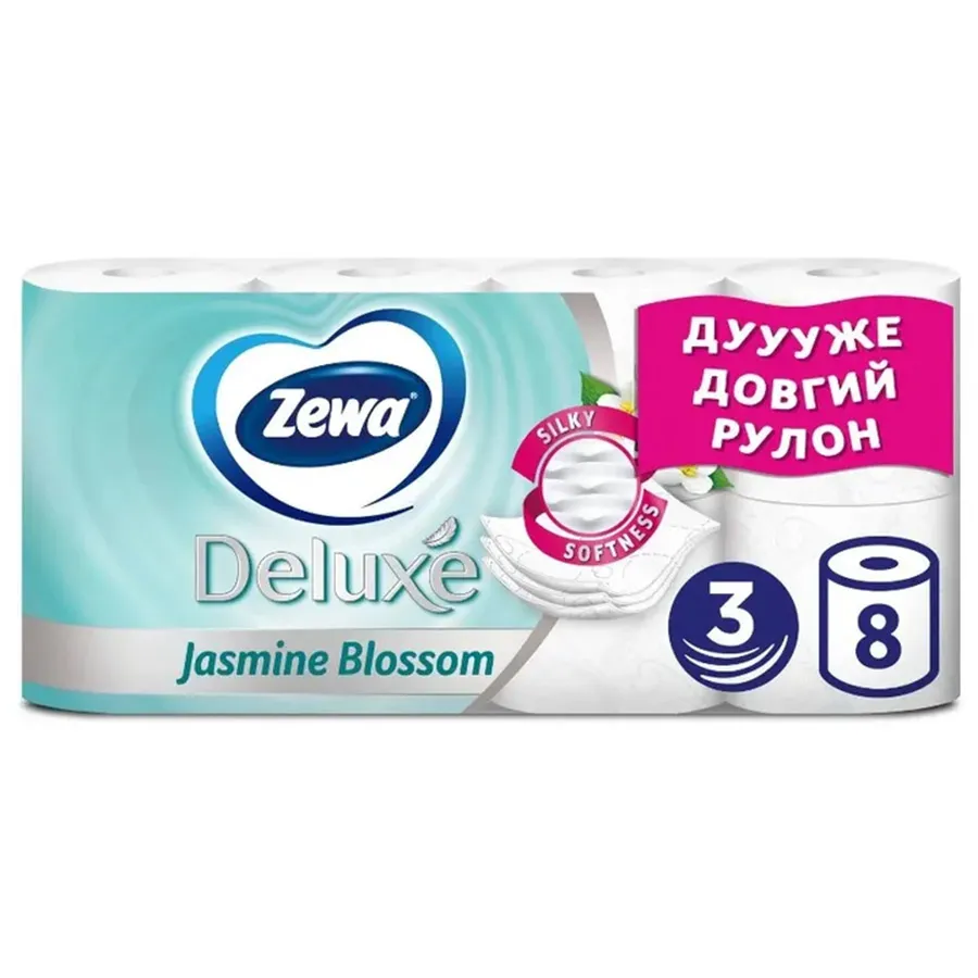 ZEWA ტუალეტის ქაღალდი დელუქსი ჟასმინი 8 ც (ზევა)