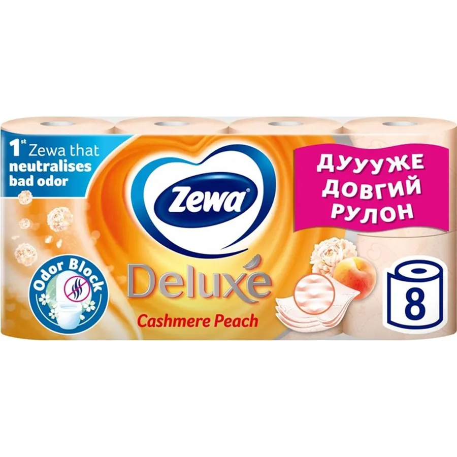 ZEWA ტუალეტის ქაღალდი დელუქსი ატამი 8 ც (ზევა)
