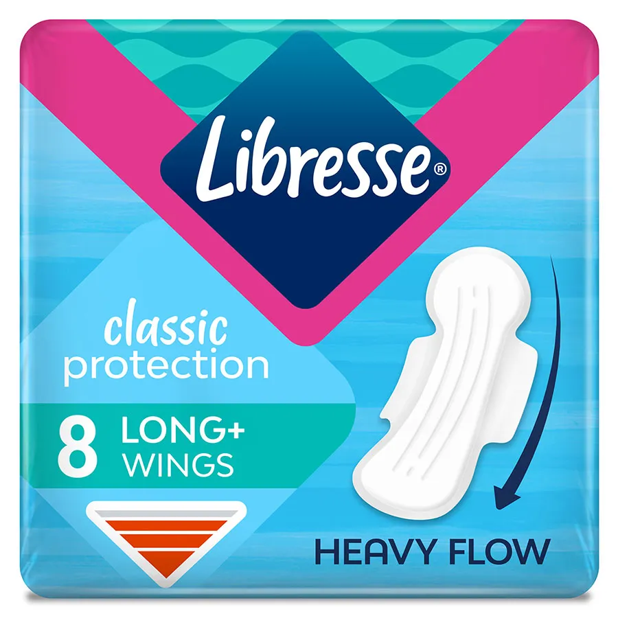 LIBRESSE - ჰიგიენური საფენი, Classic Protection Long, 8ც (ახალი)