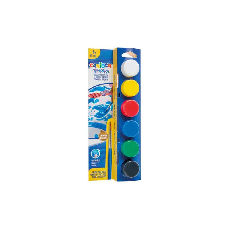 CARIOCA TEMPERA გუაშის ნაკრები ფუნჯით 6ც/8003511404338
