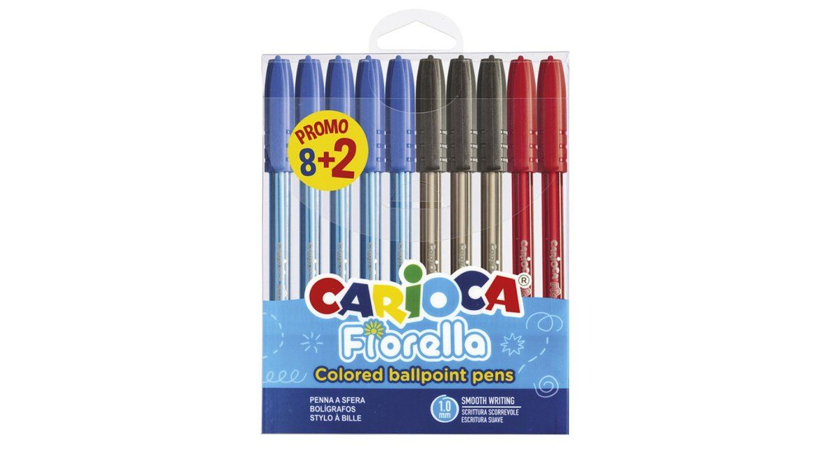 CARIOCA Fiorella, საწერი კალამი, 3 ფერი, 10 ცალი